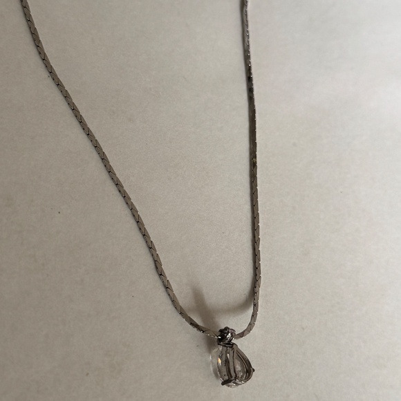 Moissanite teardrop diamond pendant & silver necklace choker, diamonds-like gem - Picture 10 of 14